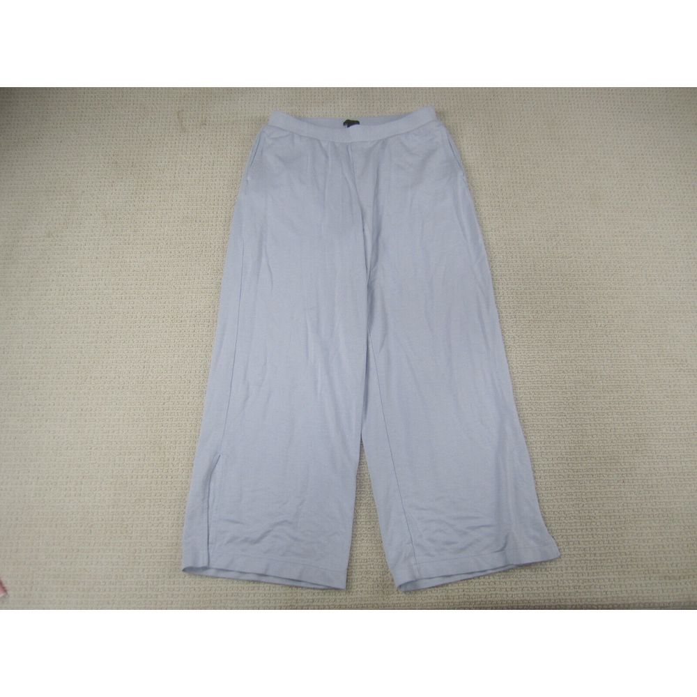 Ann Taylor Pants Womens Medium Blue Acrylic Wide Leg Stretch Fabric‎ Pull On